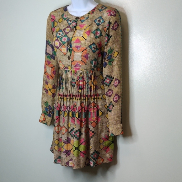 Hemant & Nandita Multi Sequence Mini Tan Dress - Picture 3 of 5